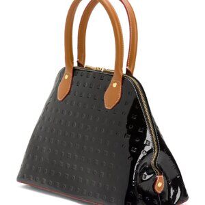 NWT ✅ ARCADIA Patent Leather Trapezoid Top Zip Satchel #1559 ✨ NWT & DUST BAG